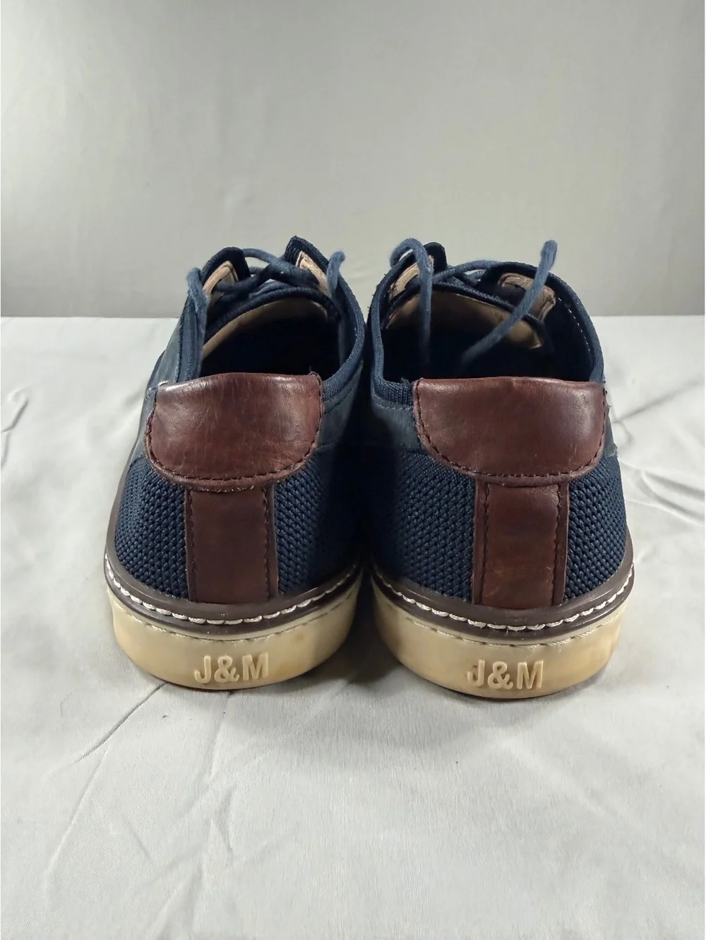 J&M Men's Navy Blue Sheepskin Casual Shoes Size 10